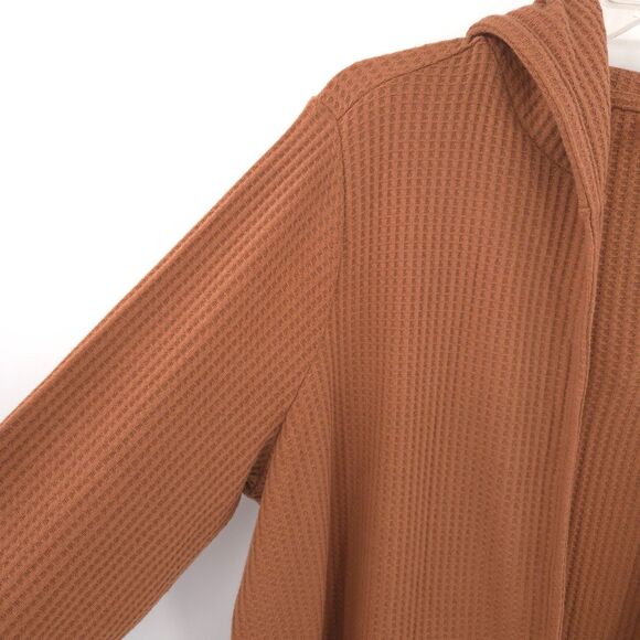 Belle by Kim Gravel Waffle Knit Hooded Cardigan Size 1X Pockets rust orange - Picture 2 of 10
